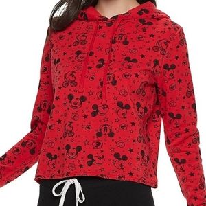 Mickey Mouse 90th Anniversary Sketch Patterned Cropped Hoodie